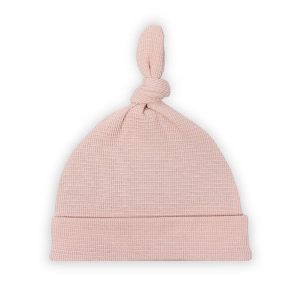 Czapeczka niemowlęca z supełkiem Dusty rose - obrazek 2