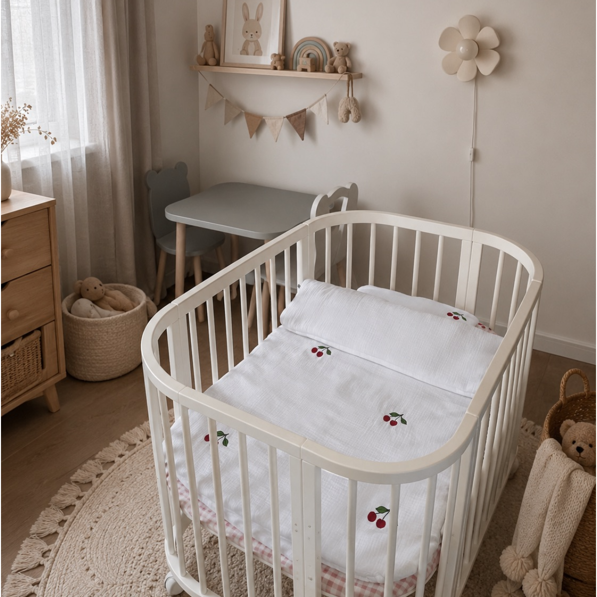 Muślinowa pościel z wypełnieniem baby Cherry z haftem - obrazek 2